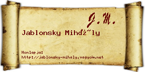 Jablonsky Mihály névjegykártya